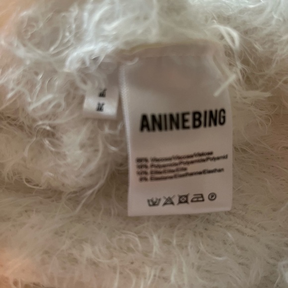 Anine Bing White Fuzzy  Button Closure Knit Cardigan Womens Size Medium - Picture 7 of 7